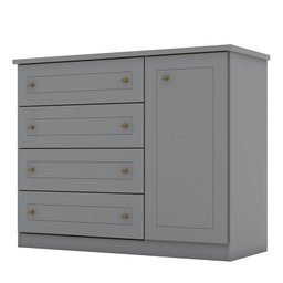 Jogo de Quarto Mississipi Guarda Roupa 6 Portas com Cômoda Cinza - Móveis Henn - 5