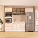 Ver imagem 1 de Cozinha Compacta Amara 8 Portas 4 Gavetas com Vidro Creme/branco - Politorno