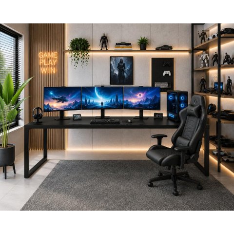 Mesa Presidente 190x70x75cm Yon YOME7190 Preto Tx - Est.Preta
