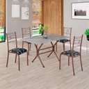 Ver imagem 1 de Conjunto Sala de Jantar Mesa Retangular 120x75cm Tampo Granito Topázio 4 Cadeiras Paraty Marrom/Preto Floral