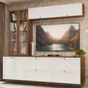 Ver imagem 1 de Estante Sala de Estar com Rack + Cristaleira 230cm Rustic/Branco/Rustic Vik Madesa 02