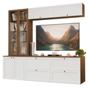 Ver imagem 3 de Estante Sala de Estar com Rack + Cristaleira 230cm Rustic/Branco/Rustic Vik Madesa 02