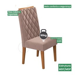 Kit com 6 Cadeiras para Sala de Jantar Mdp/mdf Dyniz - 6