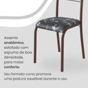 Ver imagem 6 de Conjunto Sala de Jantar Mesa Retangular 140x75cm Tampo Granito Topázio 6 Cadeiras Paraty Marrom/Preto Floral