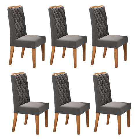 Kit com 6 Cadeiras para Sala de Jantar Mdp/mdf Dyniz