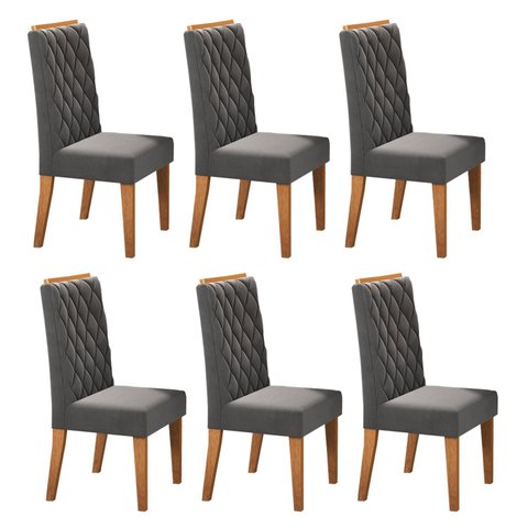 Kit com 6 Cadeiras para Sala de Jantar Mdp/mdf Dyniz