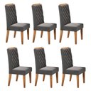 Ver imagem 1 de Kit com 6 Cadeiras para Sala de Jantar MDP/MDF Dyniz Cinza/Veludo Grafite