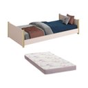 Ver imagem 1 de Cama Evolutiva Solteiro Ravi 2 em 1 com Pés Madeira Natural com Colchão - Reller - Rosa Fosco
