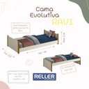 Ver imagem 6 de Cama Evolutiva Solteiro Ravi 2 em 1 com Pés Madeira Natural com Colchão - Reller - Rosa Fosco