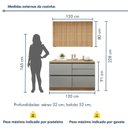 Ver imagem 3 de Cozinha Completa Modulada 2 Peças 3 Portas 4 Gavetas com Rodapé Norten Marrom/Verde/Nature