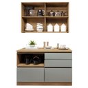 Ver imagem 5 de Cozinha Completa Modulada 2 Peças 3 Portas 4 Gavetas com Rodapé Norten Marrom/Verde/Nature