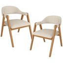 Ver imagem 1 de Kit 2 Cadeiras de Jantar e Estar Living Estofada Nadja L02 Linho Palha - Lyam Decor