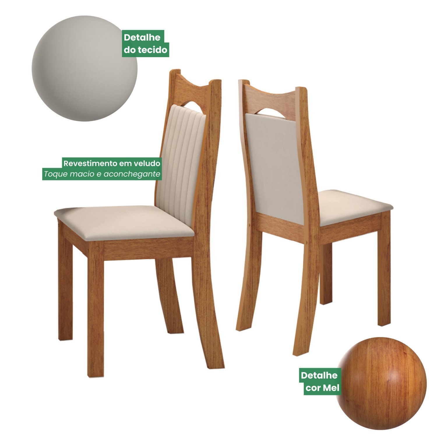 Kit com 2 Cadeiras para Sala de Jantar Mdp/mdf Dalas - 7