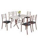 Ver imagem 2 de Conjunto Sala de Jantar Mesa Retangular 140x75cm Tampo Madeira MDP Off White 6 Cadeiras Paraty Marrom/Preto Floral
