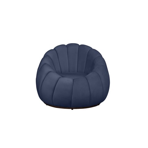 Poltrona Decorativa Concha Veludo Azul Marinho - Montanaris Decor