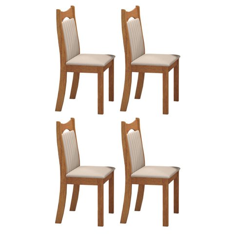 Kit 4 Cadeiras de Jantar Estofadas Veludo Dalas Yescasa Bege/Marfim