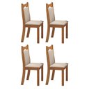 Ver imagem 1 de Kit 4 Cadeiras de Jantar Estofadas Veludo Dalas Yescasa Bege/Marfim