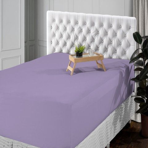 Lençol Queen Avulso 400 Fios Percal Poliéster Liso Toque Macio com Elástico