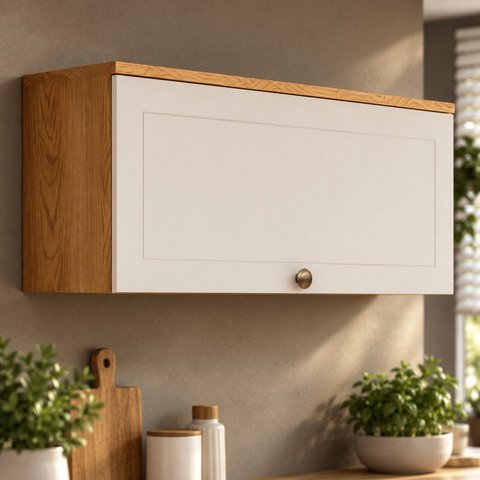 Armário Aéreo 1 Porta Basculante 80cm Provence Cinamomo/Off White