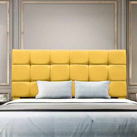 Cabeceira Cama Box Estofada Solteiro 90 Cm Costa Rica Suede:amarelo