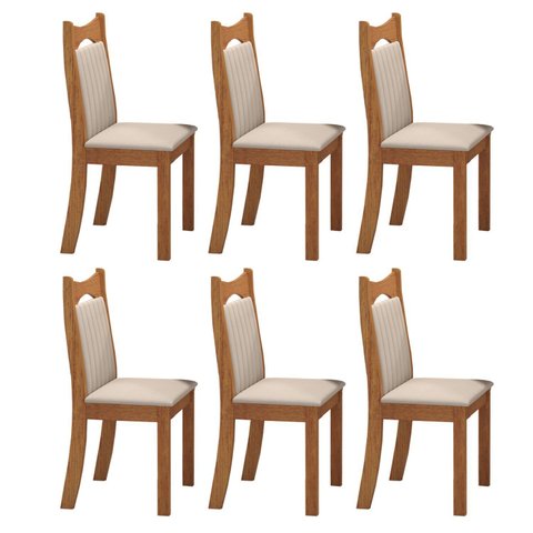 Kit 6 Cadeiras de Jantar Estofadas Veludo Dalas Yescasa Bege/Marfim