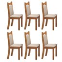 Ver imagem 1 de Kit 6 Cadeiras de Jantar Estofadas Veludo Dalas Yescasa Bege/Marfim
