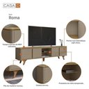 Ver imagem 4 de Rack Roma para TV 60" MDF com 4 Portas Amadeirado Casa D Móveis