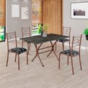 Ver imagem 1 de Conjunto Sala de Jantar Mesa Retangular 120x75cm Tampo Madeira MDP Ardósia Indiana 4 Cadeiras Paraty Marrom/Preto Floral