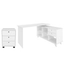 Ver imagem 1 de Mesa Escrivaninha em L Golden e Gaveteiro 3 Gavetas Nil A06 Branco - Mpozenato