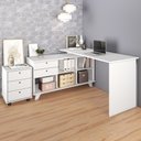 Ver imagem 2 de Mesa Escrivaninha em L Golden e Gaveteiro 3 Gavetas Nil A06 Branco - Mpozenato
