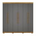 Ver imagem 3 de Guarda-Roupa Casal com 6 Portas 2 Gavetas Buriti Cinza/Nature/Alasca
