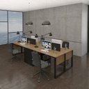 Ver imagem 1 de Plataforma de Trabalho 4 Lugares com Divisória e Nichos Marrom/Amendoa