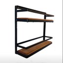 Ver imagem 3 de Prateleira Porta Condimentos Dupla Em Ferro Madeira Cozinha