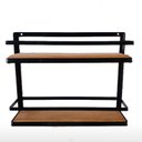 Ver imagem 1 de Prateleira Porta Condimentos Dupla Em Ferro Madeira Cozinha