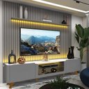 Ver imagem 2 de Rack com Painel Ripado para Tv até 85 Polegadas Led Pés Madeira 230cm Nobre/splendore Yescasa