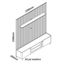 Ver imagem 3 de Rack com Painel Ripado para Tv até 85 Polegadas Led Pés Madeira 230cm Nobre/splendore Yescasa