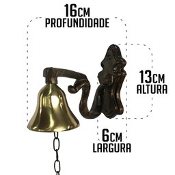 Sineta Rústica Em Bronze Dourado Para Fachada de Casas - 2