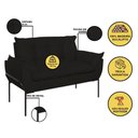 Ver imagem 2 de Sofá Namoradeira Base Metal Preta Reforçada Tecido Suede Cor:preto