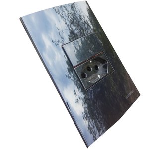 Conjunto 4x2 linha Ebony Sleek Alto brilho MarGirius 4x2" 1 Interruptor Simples + 1 Tomada 2P+T 20A 