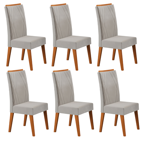 Kit 6 Cadeiras de Jantar Estofadas em Madeira Maciça Vegas Yescasa