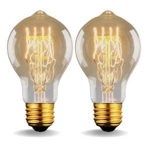 2 Lâmpada Filamento Carbono Bulbo A19 Vintage Retro Edison