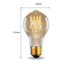 2 Lâmpada Filamento Carbono Bulbo A19 Vintage Retro Edison - 5