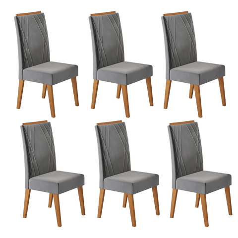 Kit com 6 Cadeiras em Madeira Maciça Vegas