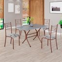 Ver imagem 1 de Conjunto Sala de Jantar Mesa Retangular 100x60cm Tampo Granito Ocre 4 Cadeiras Paraty Marrom/Paraopeba
