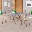 Ver imagem 1 de Conjunto Sala de Jantar Mesa Retangular 100x60cm Tampo Granito Ocre 4 Cadeiras Paraty Marrom/Creme