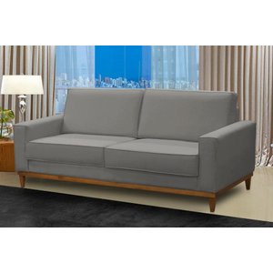 Sofá 2 Lugares 1,80m Living Lavinia Linho Cinza Adonai Estofados