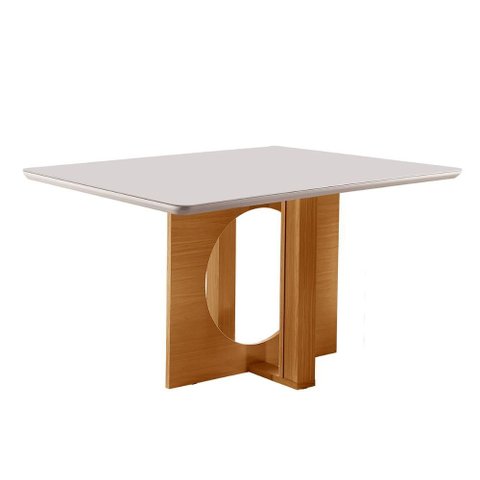 Mesa de Jantar Firenze 120x80 Cm Retangular com Vidro Castanho Cinamomo/off White