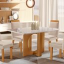 Ver imagem 2 de Mesa de Jantar Firenze 120x80 Cm Retangular com Vidro Castanho Cinamomo/off White
