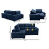 Sofá de Canto Retrátil e Reclinável com Molas LE 3,00x2,00m Viviane Suede Azul Madelina Decor - 2
