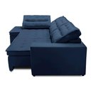 Ver imagem 4 de Sofá de Canto Retrátil e Reclinável com Molas LE 3,00x2,00m Viviane Suede Azul Madelina Decor
